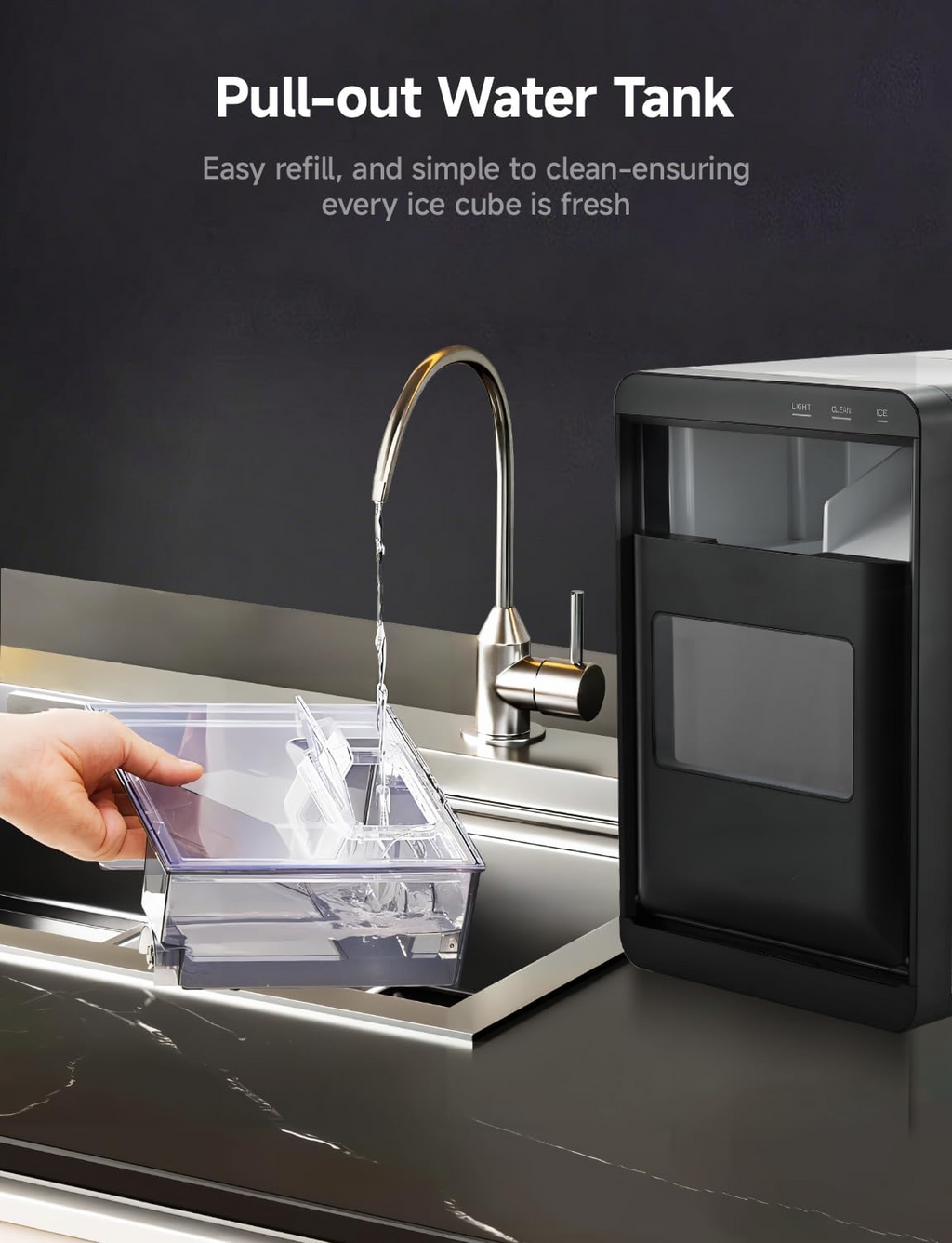 Premium Countertop Nugget Ice Maker, 40Lbs Daily Production, Self-Cleaning Portable Pellet Ice Machine with Ice Scoop & Basket, Compact Pebble Ice Maker for Home Kitchen Office Use