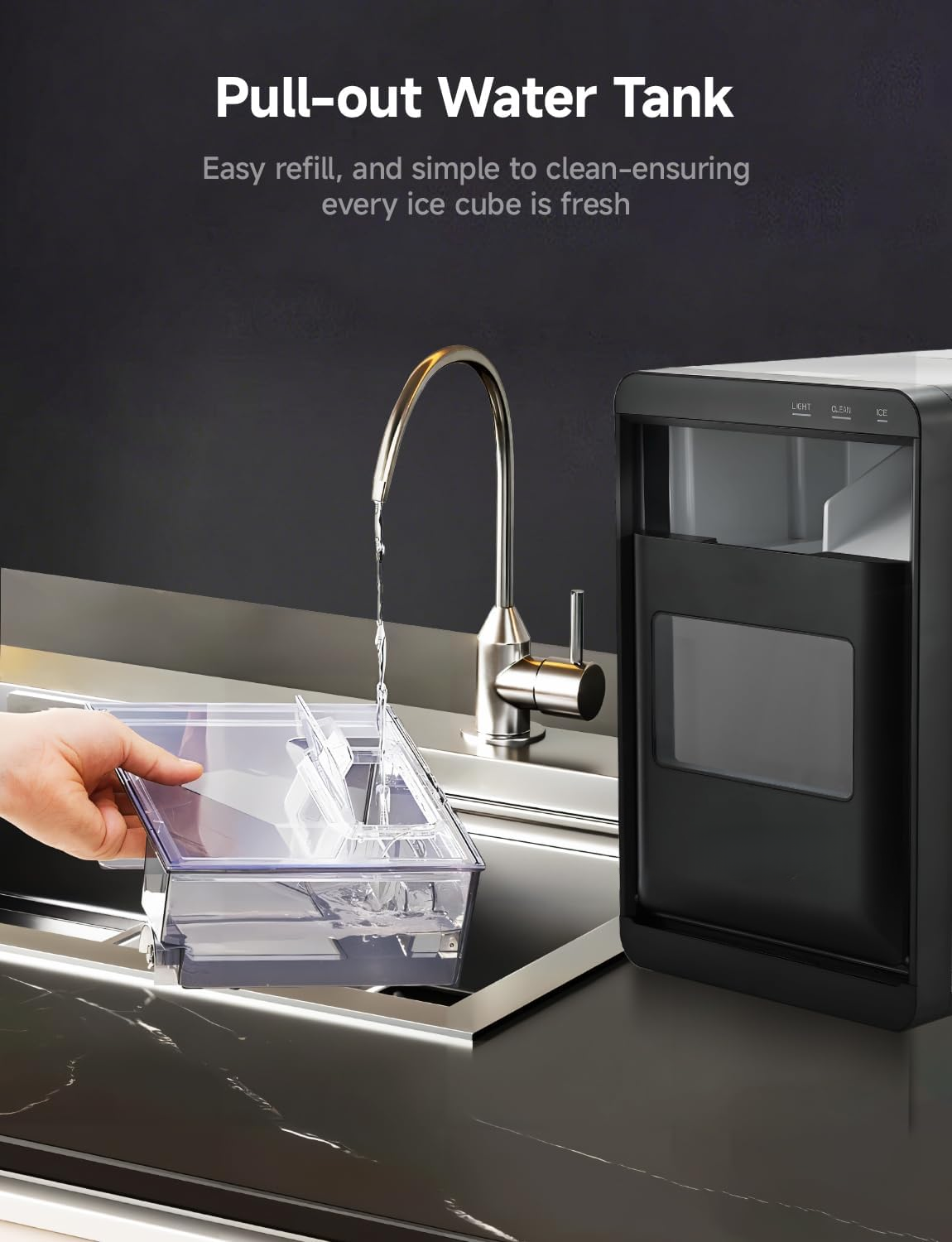 Premium Countertop Nugget Ice Maker, 40Lbs Daily Production, Self-Cleaning Portable Pellet Ice Machine with Ice Scoop & Basket, Compact Pebble Ice Maker for Home Kitchen Office Use