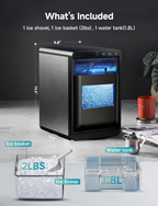 Premium Countertop Nugget Ice Maker, 40Lbs Daily Production, Self-Cleaning Portable Pellet Ice Machine with Ice Scoop & Basket, Compact Pebble Ice Maker for Home Kitchen Office Use