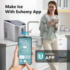 Silver Smart Countertop Ice Maker, 26Lbs Daily Ice Output, 9 Ice Cubes Ready in 8 Minutes, Self-Cleaning Portable Ice Machine with Scoop & Basket, Ideal for Home Kitchen Office