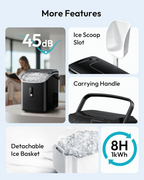 Black Portable Countertop Nugget Ice Maker with Handle, Ice Ready in 6 Minutes, 33Lbs Daily Ice Output, Removable Top Cover, Self-Cleaning Pellet Ice Machine with Basket & Scoop, Ideal for Home Party RV Camping