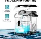 Silver Portable Countertop Nugget Ice Maker with Handle, Ice Ready in 6 Minutes, 34Lbs Daily Production, Removable Top Cover, Auto-Cleaning Pellet Ice Machine with Basket & Scoop, Suitable for Home Party RV Camping