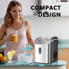 Silver Portable Countertop Nugget Ice Maker with Handle, Ice Ready in 6 Minutes, 34Lbs Daily Production, Removable Top Cover, Auto-Cleaning Pellet Ice Machine with Basket & Scoop, Suitable for Home Party RV Camping