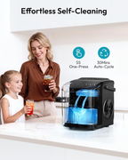 Black Portable Countertop Ice Maker with Handle, 26Lbs Daily Ice Yield, 9 Cubes Ready in 6 Minutes, Auto-Cleaning Ice Machine with Basket & Scoop, Great for Home Kitchen Camping RV
