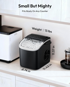 Black Portable Countertop Ice Maker with Handle, 26Lbs Daily Ice Yield, 9 Cubes Ready in 6 Minutes, Auto-Cleaning Ice Machine with Basket & Scoop, Great for Home Kitchen Camping RV