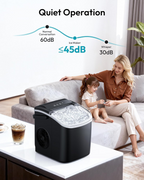 Black Portable Countertop Ice Maker with Handle, 26Lbs Daily Ice Yield, 9 Cubes Ready in 6 Minutes, Auto-Cleaning Ice Machine with Basket & Scoop, Great for Home Kitchen Camping RV
