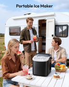 Black Portable Countertop Ice Maker with Handle, 26Lbs Daily Ice Yield, 9 Cubes Ready in 6 Minutes, Auto-Cleaning Ice Machine with Basket & Scoop, Great for Home Kitchen Camping RV